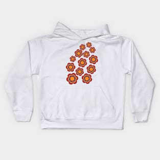 70s Colors Big Sacred Flower Seamless Repeat Pattern Print Kids Hoodie